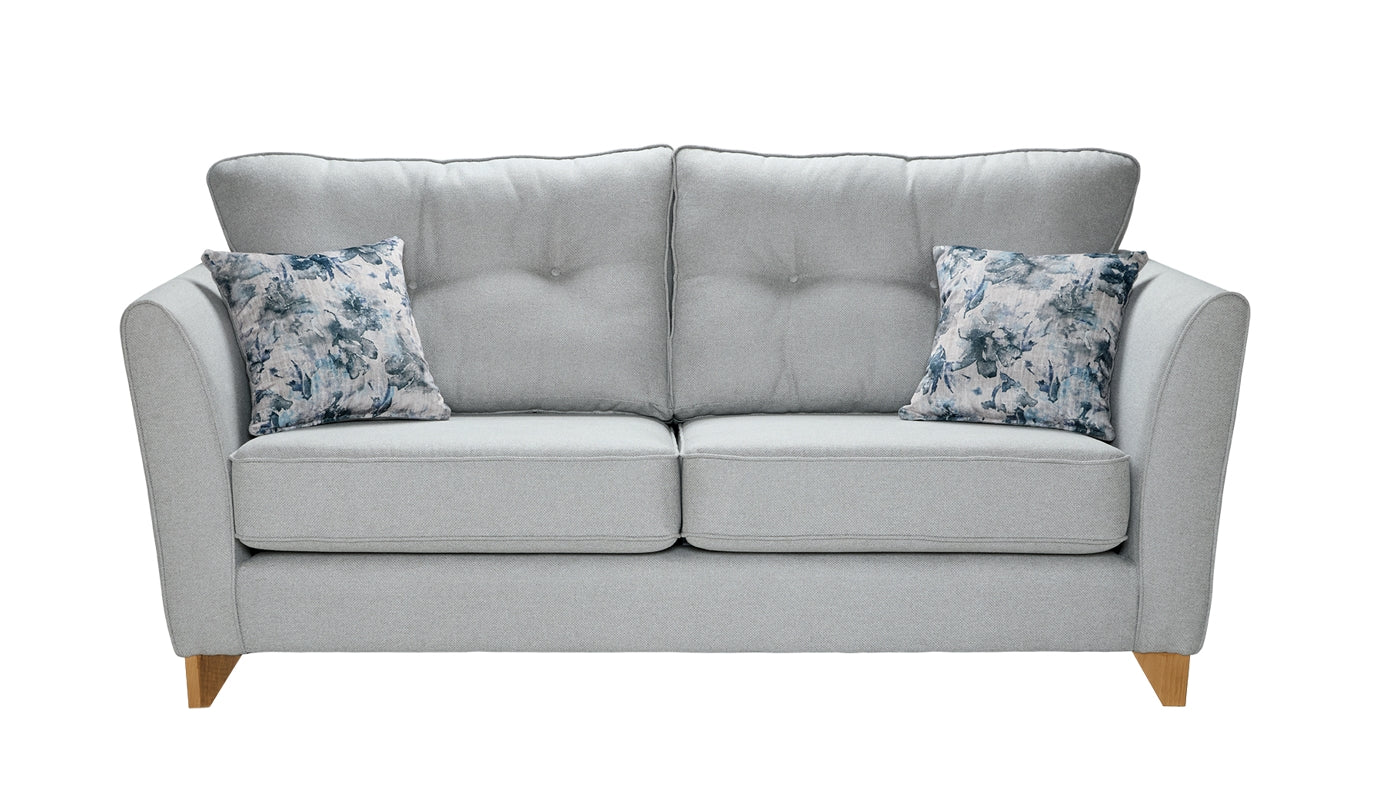 Eclipse 3 Seater Sofa In Reform Ash Grey Fabric With Light Wooden Feet